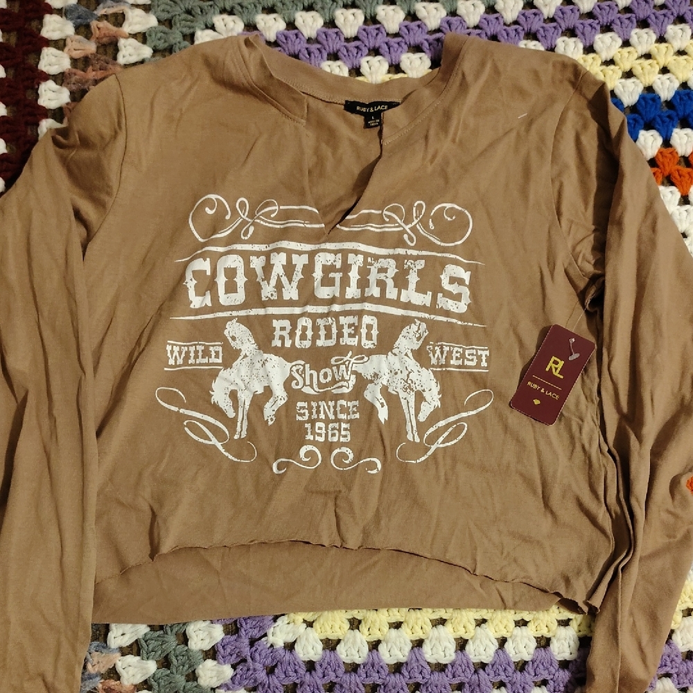 Ruby And Lace Brown Cowgirls Rodeo Long Sleeve Shirt